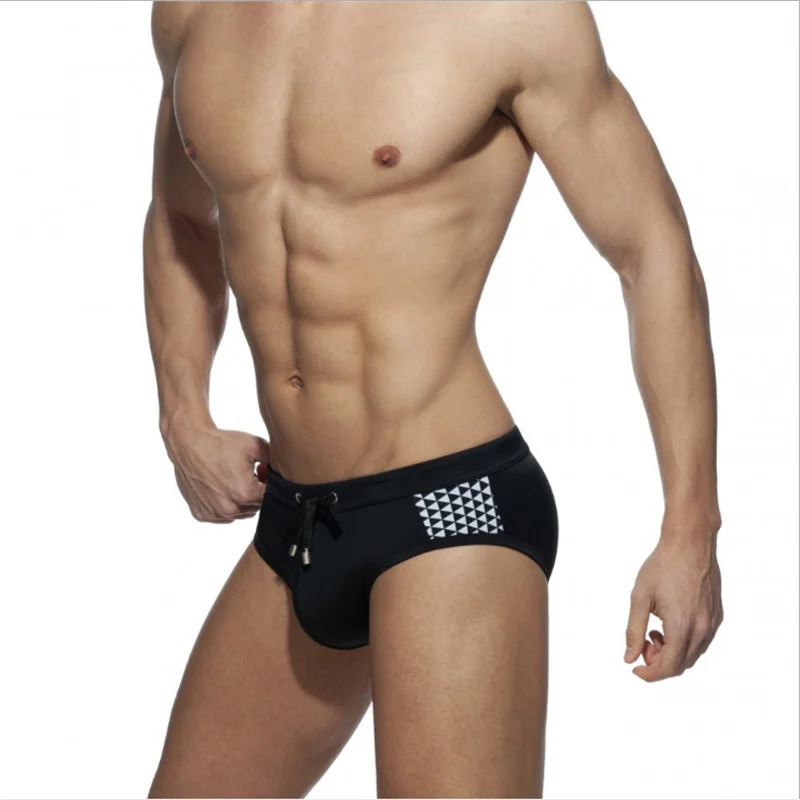 New Beach Waterproof Swimwear Men Low Waist Swimming Trunks Quick Dry Mens Swimsuit Push Pad Briefs Bathing Beach Wear Surf