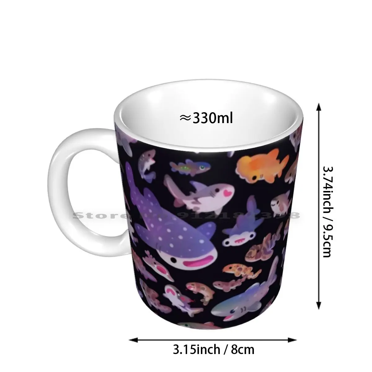 Shark Day 2 Ceramic Mugs Coffee Cups Milk Tea Mug Shark Marine Life Cute Fish Marine Biology Kawaii Animal Pikaole Chibi Summer