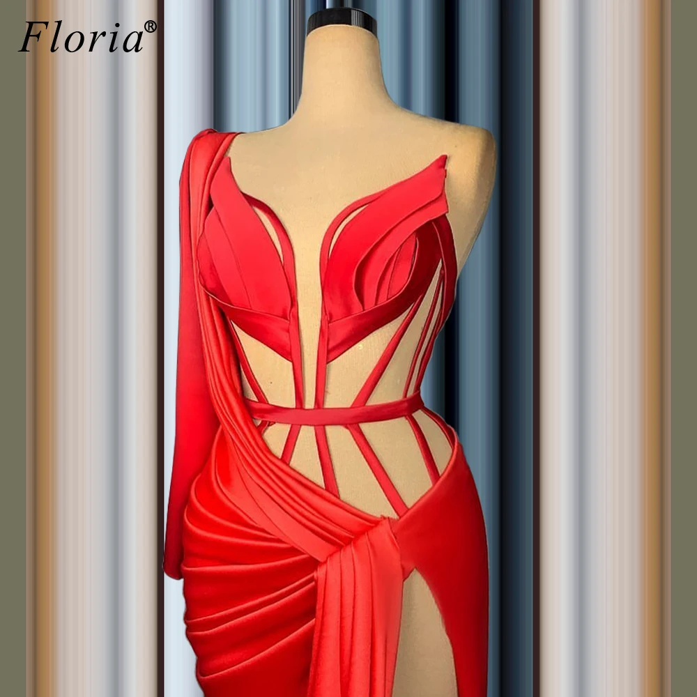 Vestidos Rojos de alta moda para celebridades, vestidos largos de sirena con alfombra roja, de ilusión ropa de noche, vestidos sexys de fiesta de graduación, túnicas de Formelle