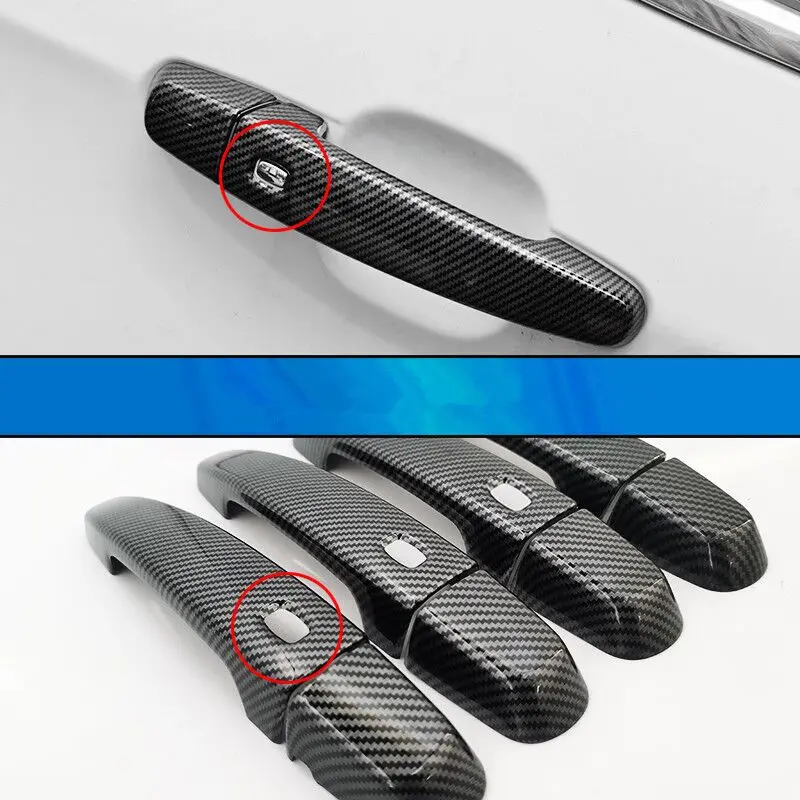 Carbon Fiber Chrome Car Door Handle Cover Decor Trim Sticker For Chevrolet Blazer 2019 2020 2021 Styling Accessories