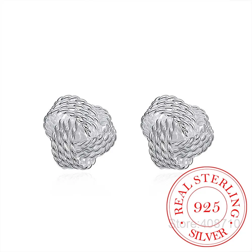 New Fashion Jewelry 925 Sterling Silver Tennis Net Web Stud Earings For Women Girls 2020 Summer Style Ball Earring Ear Studs