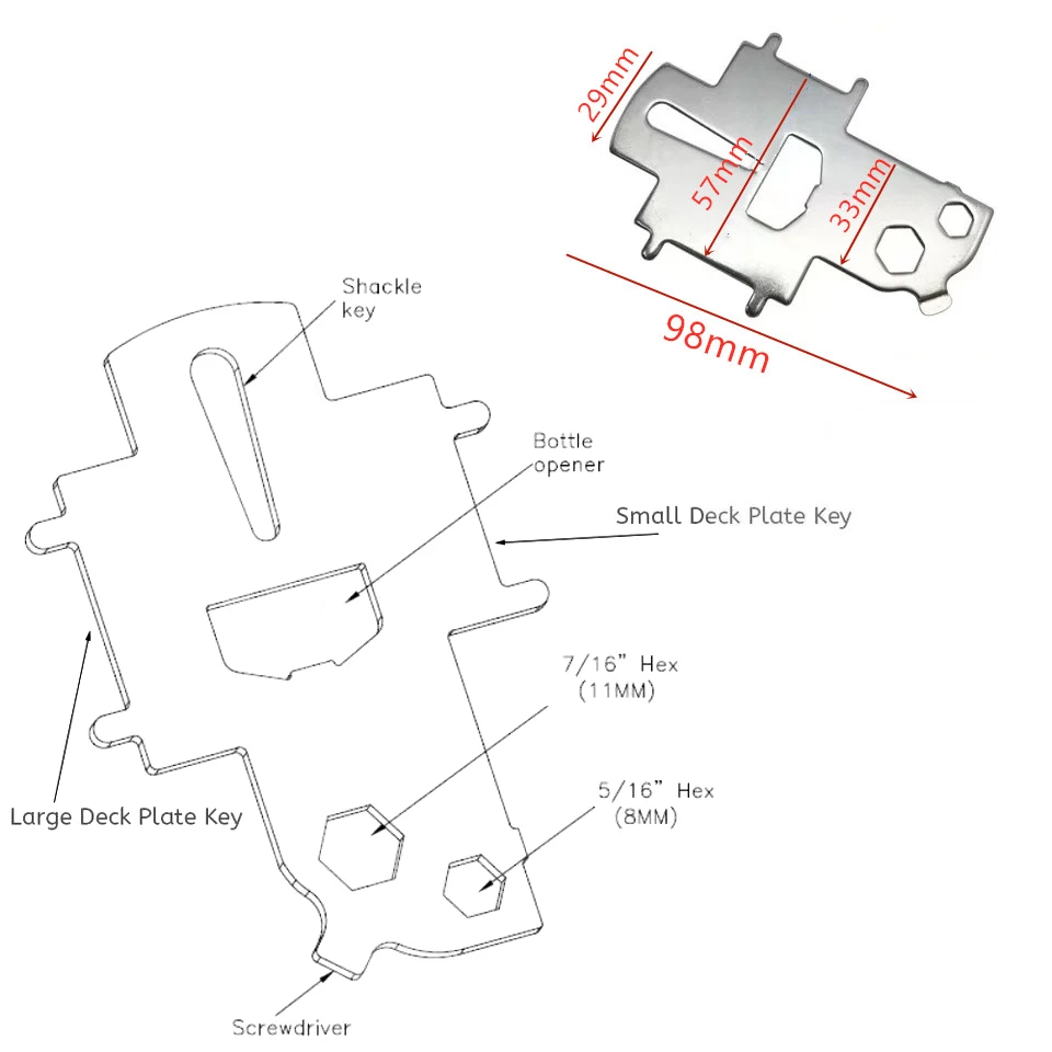 Llave de cubierta Universal, multiherramienta abridor de botellas, destornillador, kit de herramientas de emergencia, accesorios marinos de acero inoxidable