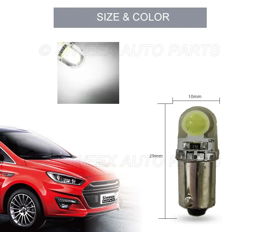 1 Pcs BA9S Led COB T4W Bulb SMD Silicone Crystal Auto Interior Reading Dome Door Vehicle Signal Lamps Light White DC 12V