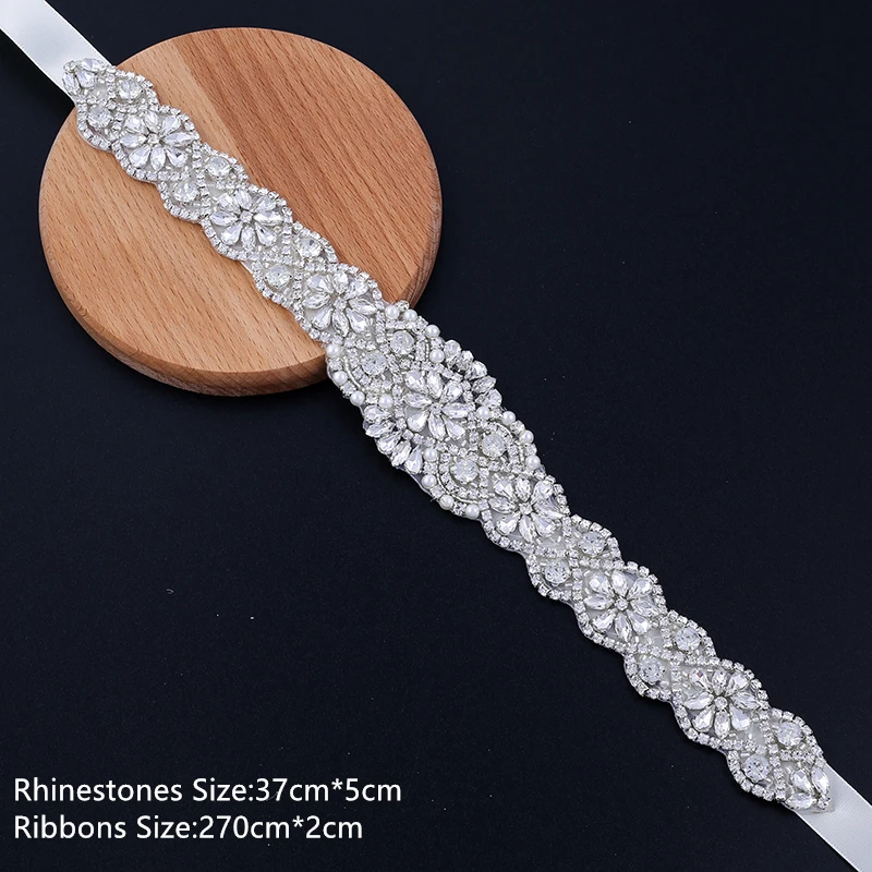 NZUK Rhinestone Bridal Belt Wedding With Crystal Diamond Wedding Dress Accessories Belt Sash 19cm-89cm Belt Sash For Women