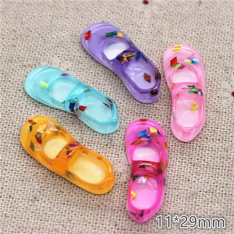 

20pcs Cute Mix Colors Resin Girl Shoes Miniature Figurines Art Flatback Cabochon DIY Craft Decoration,11*29mm