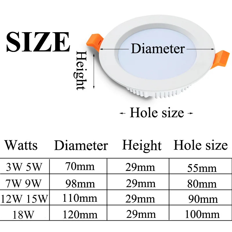 Oprawy Led 3W 5W 7W 9W 12W 15W 18W 24W 220V LED wpuszczone W sufit lampy wodoodporne oświetlenie sufitowe Led pokój oświetlenie wewnętrzne