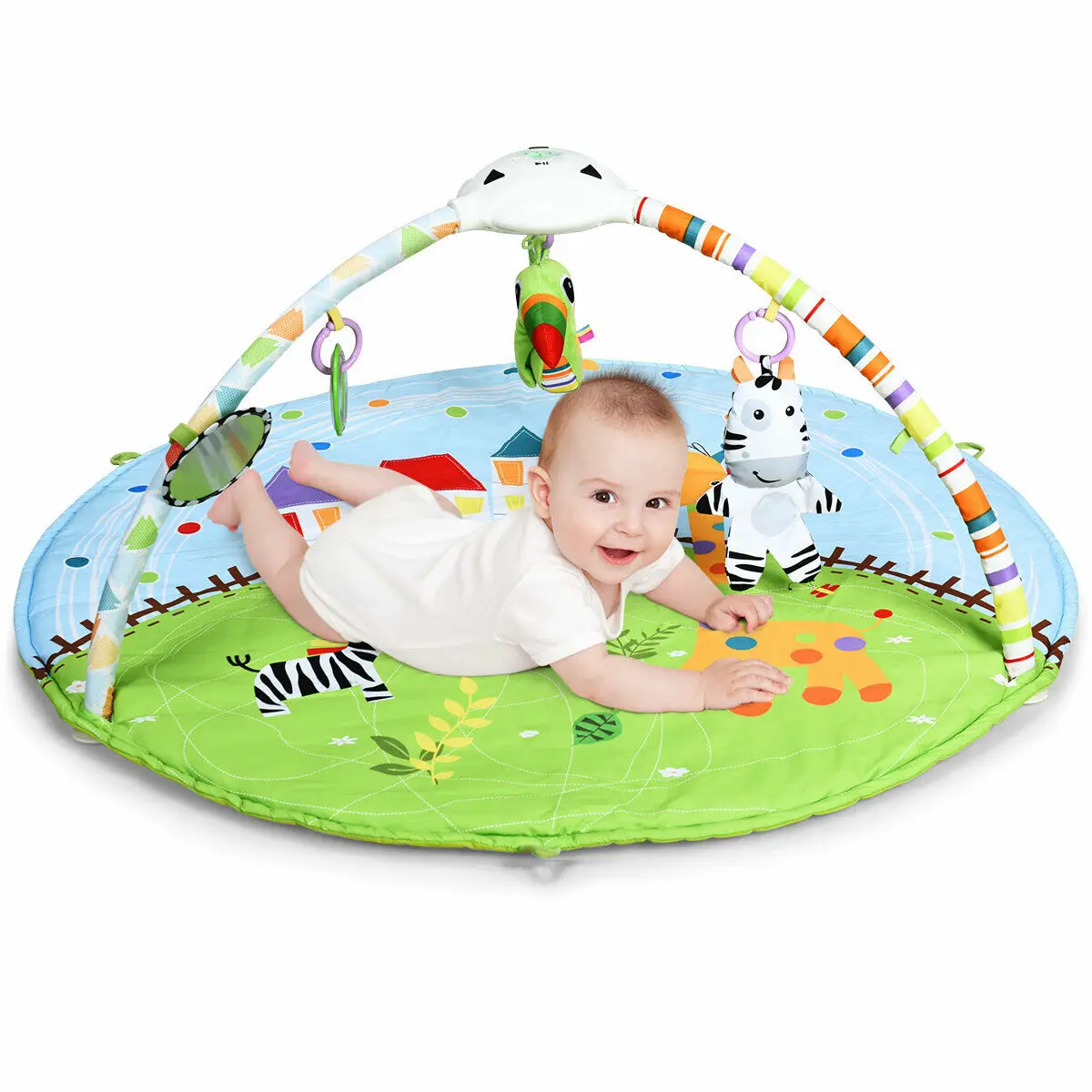 

Baby Activity Gym Play Mat w/ Hanging Toys Projector Infant Educational Playtime TY578042