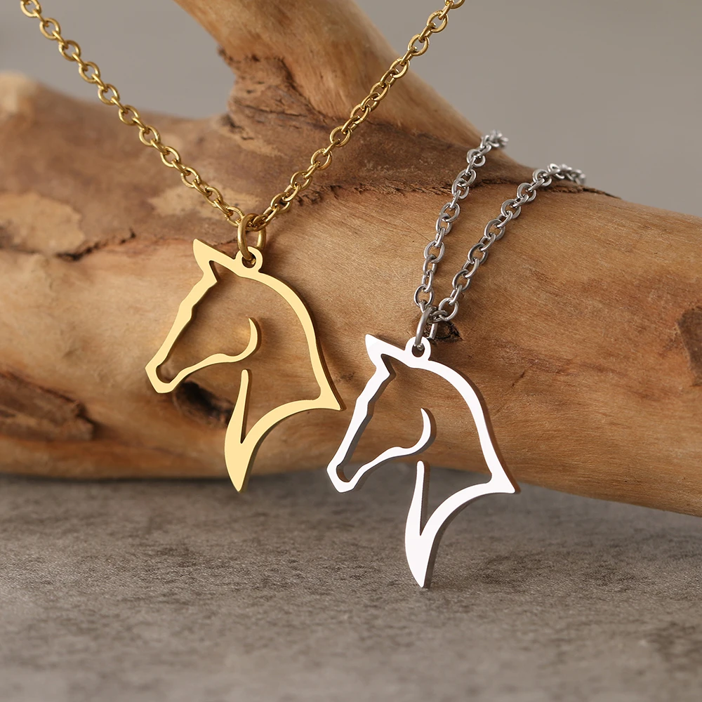 Stainless Steel Necklaces Horse Gift For Horseback Riders Cute Outline Pendant Chain Necklace For Women Jewelry Girls Best Gift