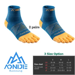 AONIJIE 2 Pairs Toe Barefoo Socks Mini Crew Five Fingers Ultra Cycling Running Soccer Basketball Sports Yoga Men Women Marathon