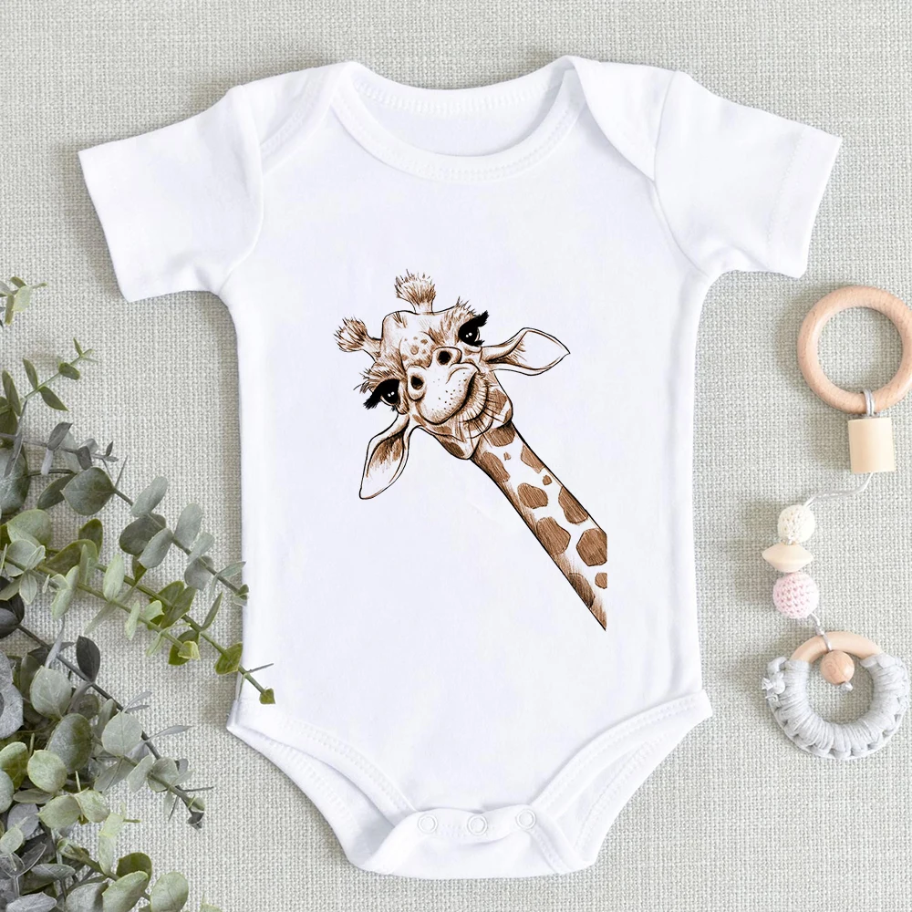 Fashion One-Pieces Newborn Bodysuit Ropa De Debe Hipster Graphic Infant Jumpsuits Giraffe 0-24M New Baby Girl Boy Clothes