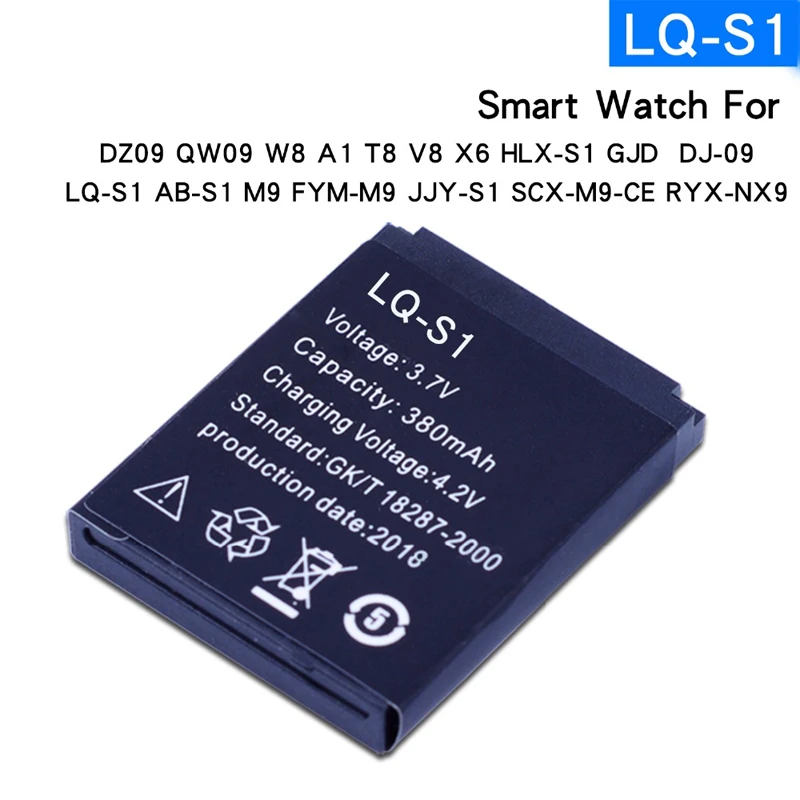 

Durable Smart Watch Battery LQ-S1 3.7V 380mAh lithium Rechargeable Battery For Smart Watch QW09 DZ09 W8