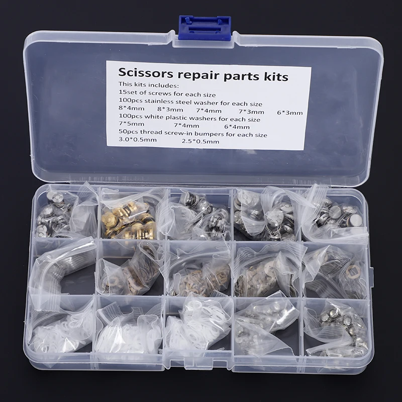 

Professional Scissors Screws Parts repair Kit With Gaskets Bumpers Washers Accessories PJ-0007 1 Boxs Baber Use