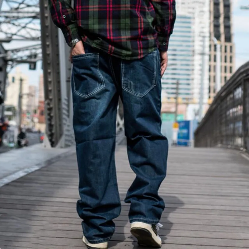 Plus Size Jeans Men's Denim Pants Mens Loose Straight Jeans Trousers Seasons Casual Cowboy Men Bottoms