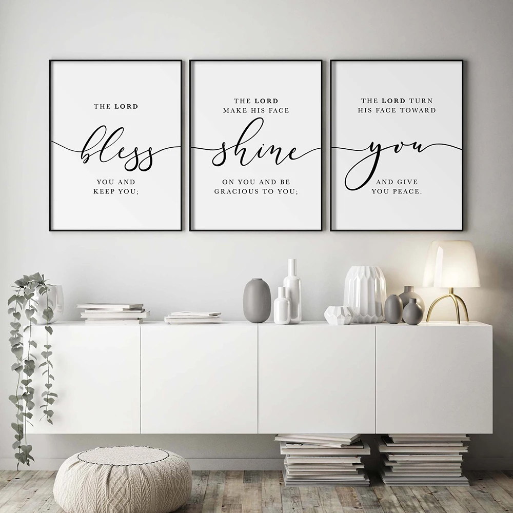 Bible Verse Poster Bless Shine You Wall Art Print Christian Quotes Canvas Painting Pictures Modern Simple Livingroom Home Decor