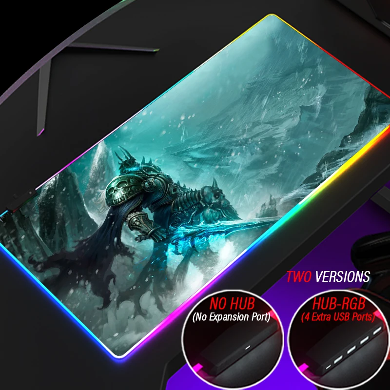 Extreme-Color Illidan RGB World of Warcraft Mouse Pad Hub Custom WOW Azeroth 4 Port USB PC Accessory Mousepad With LED Backlit