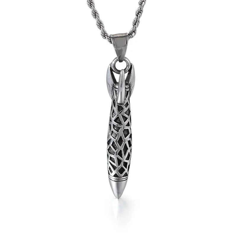 Vintage Stainless Steel Men's Creative Rocket Pendant