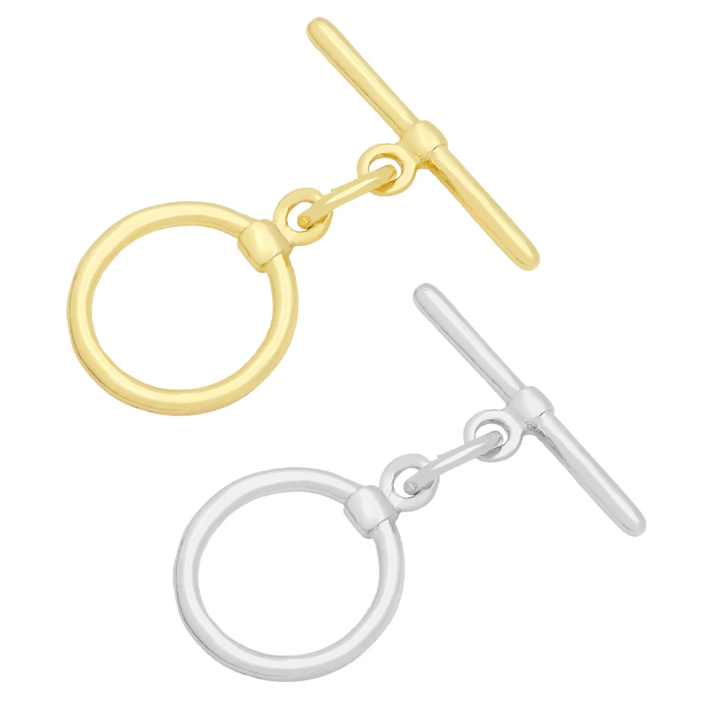 OCESRIO Trendy Toggle Round Clasps for Jewelry Making Genuine Gold Plated Copper Fastener Connectors for Jewelry cnta069