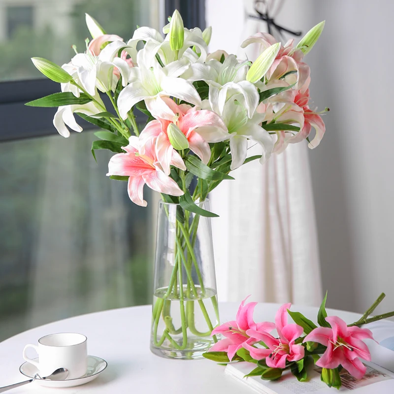 

Artificial Lily simulation bouquet indoor living room plastic decoration floor dry flower vase flower arrangement ornaments