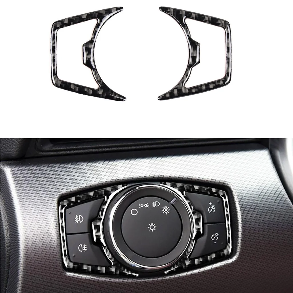 Carbon Fiber Car Headlight Cover Stickers Decoration for Ford Mustang 2015-2019