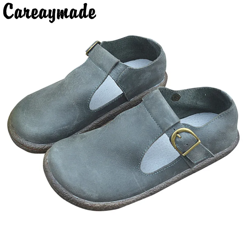 Careaymade-nowe oryginalne skórzane wykonany ręcznie ze skóry wołowej pojedyncze buty Retro w kształcie litery T buty duży palec buty damskie buty płaska podeszwa