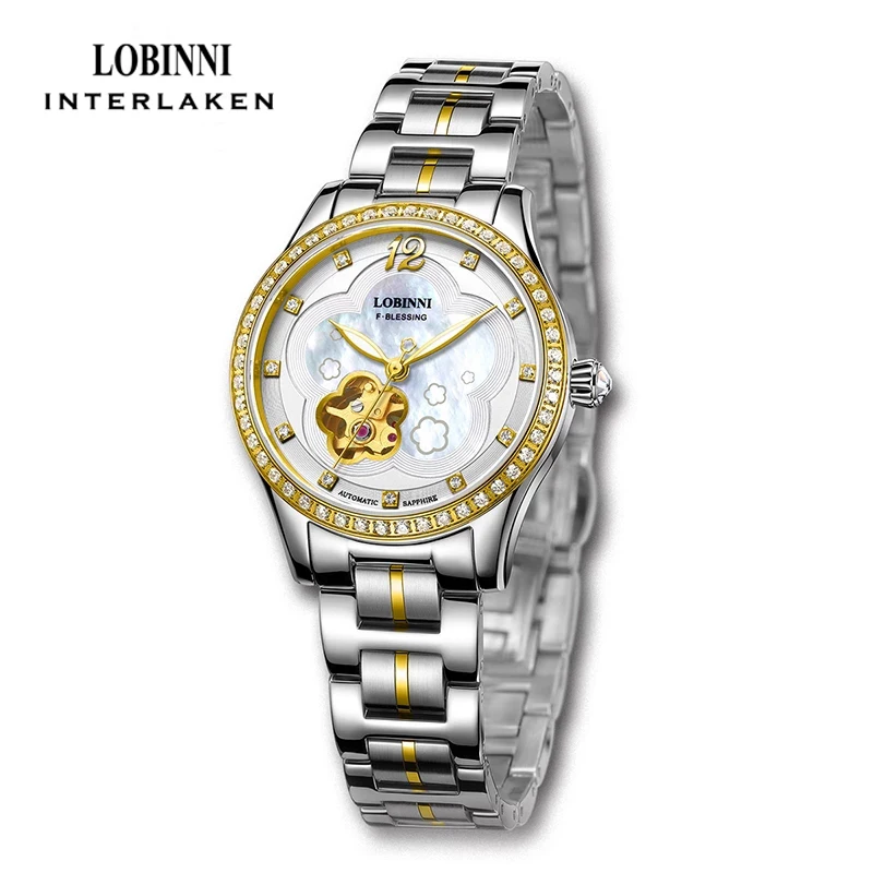 LOBINNI marka luksusowe modne zegarki damskie wodoodporna sukienka damska automatyczne zegarki mechaniczne Relogio Feminino