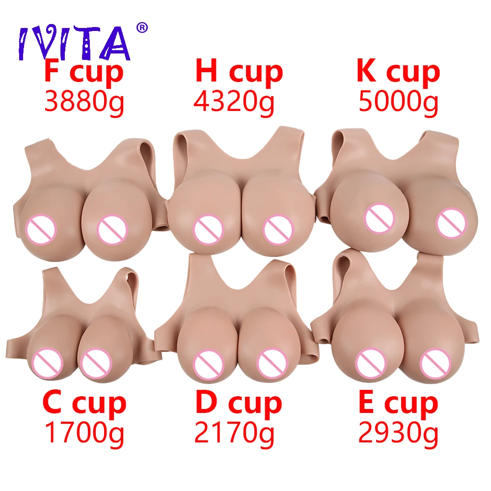 IVITA 100% Artificial Realistic Silicone Breasts Fake Boobs Crossdressing for Crossdresser Shemale Transgender Cosplay Costum