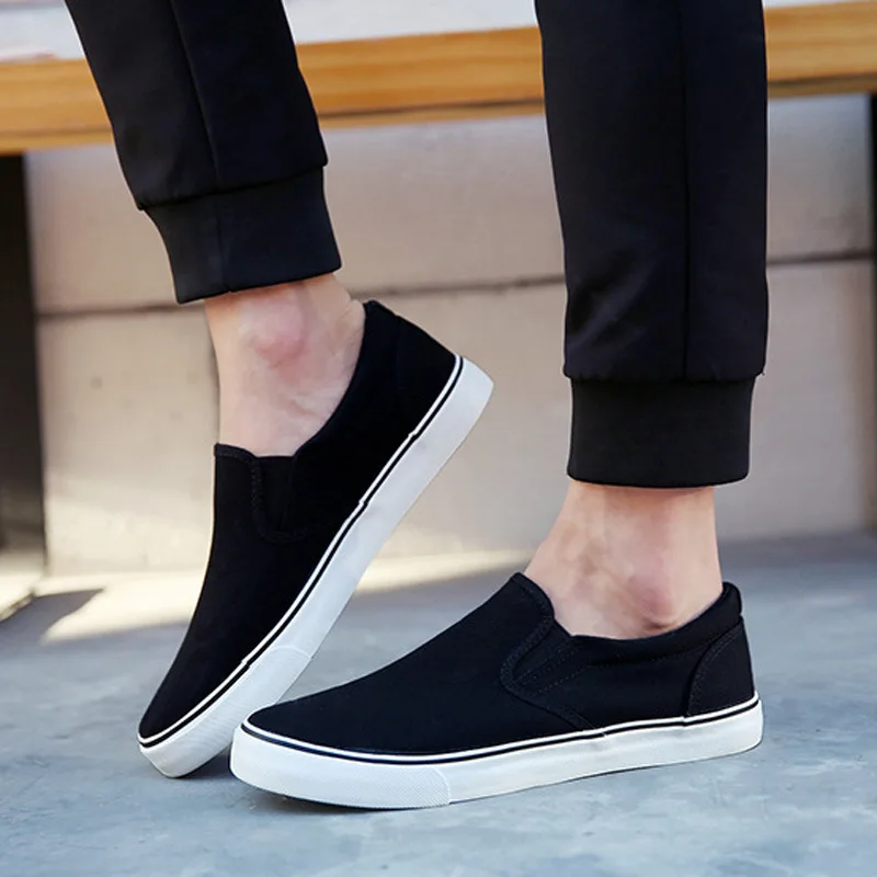 Men Canvas Shoes Black Sneakers Casual Loafers Mocassim Male shoes Adult Slip On Flats Summer Mens Trainers zapatos de hombre