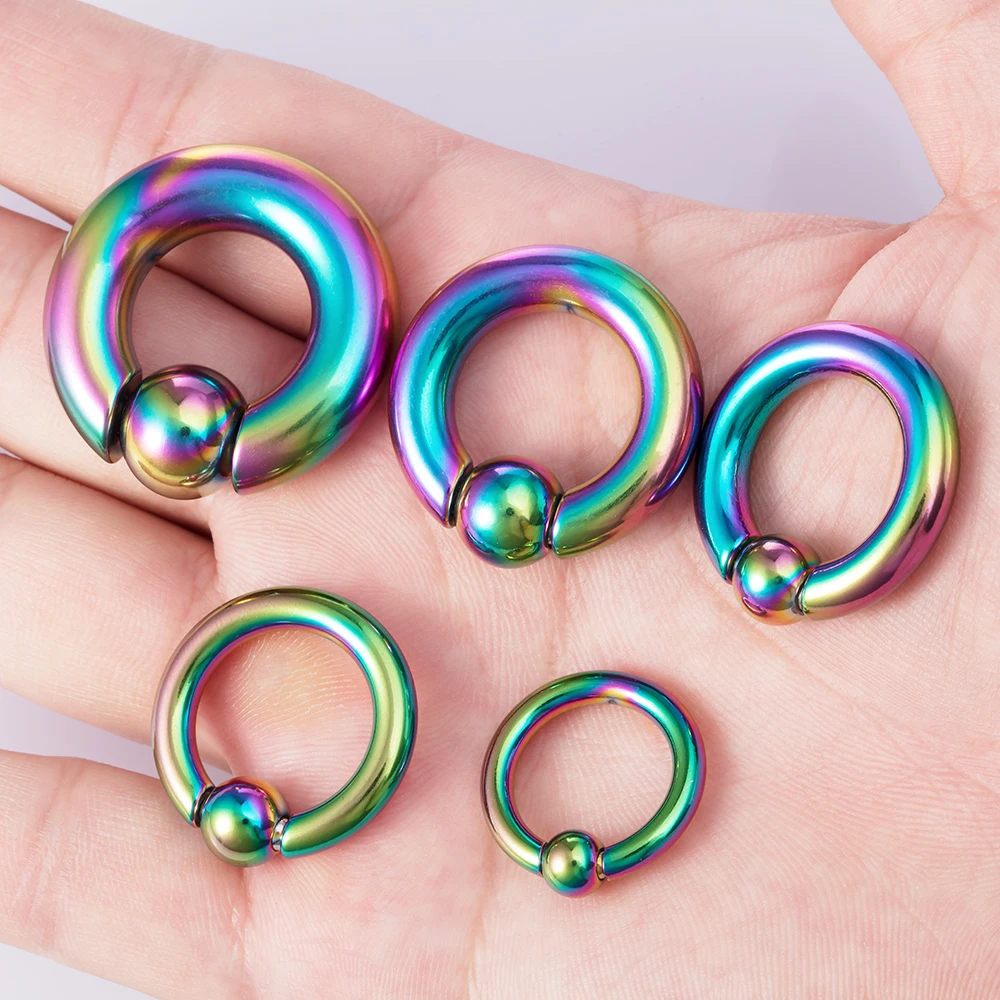 1PC 3-8mm Punk Ear Gauge BCR Ball Closure Nose Septum Ring Jewelry Surgical Steel Ear Piercing Weights Stretcher Expander Unisex