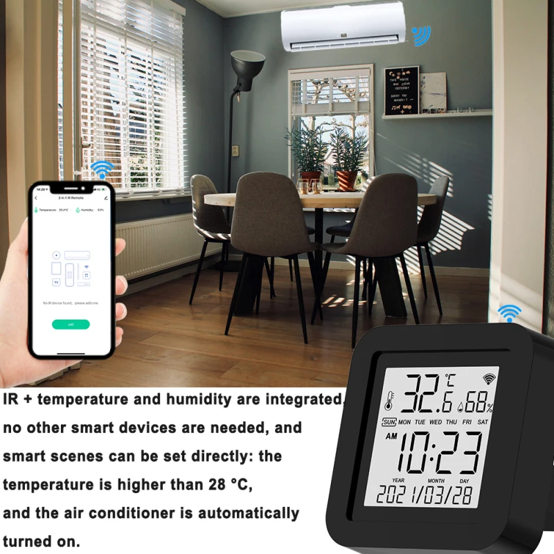 Tuya WiFi Smart IR Remote with Temperature Humidity Sensor For Air Conditioner TV AC Works With Alexa Google Home Smart Life App