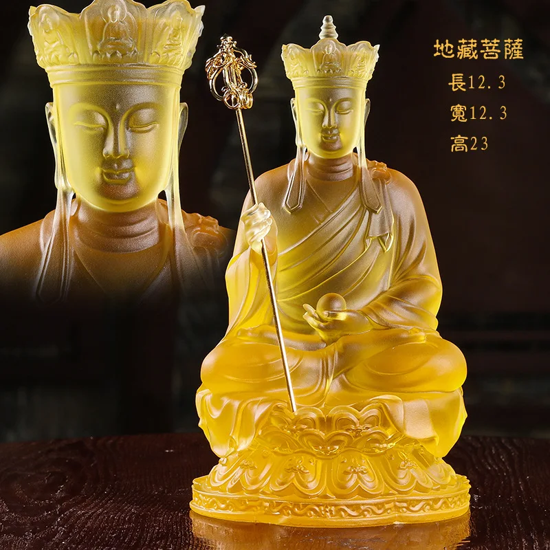 Colored Glaze Three Saints Bhagavate Sakyamuni Ksitigahba Boddhisattva Guanyin Boddhisattva Buddha statues and ornaments
