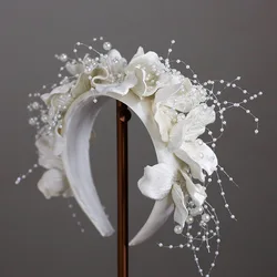 French White Flower Hairband women elegant tiara wedding bride hair Accessories