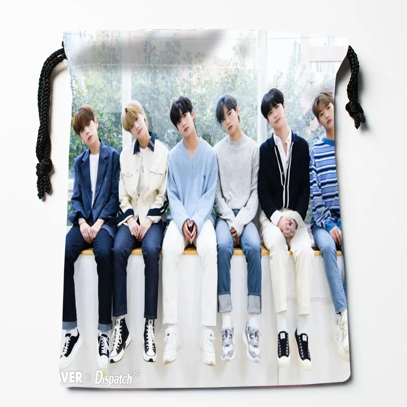 HOT KPOP WEi Drawstring Bags Bright Color Printed Gift Bag Travel Pouch Storage Clothes 18x22cm Satin Fabric 0622