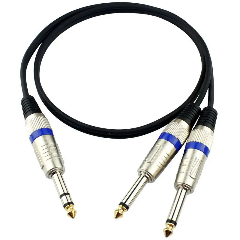 

Nickel-plated Metal 6.35mm 1/4" Male Stereo Plug to Dual 6.35 mm Mono Plugs Y Splitter Audio Cable Line for Signal Transmission