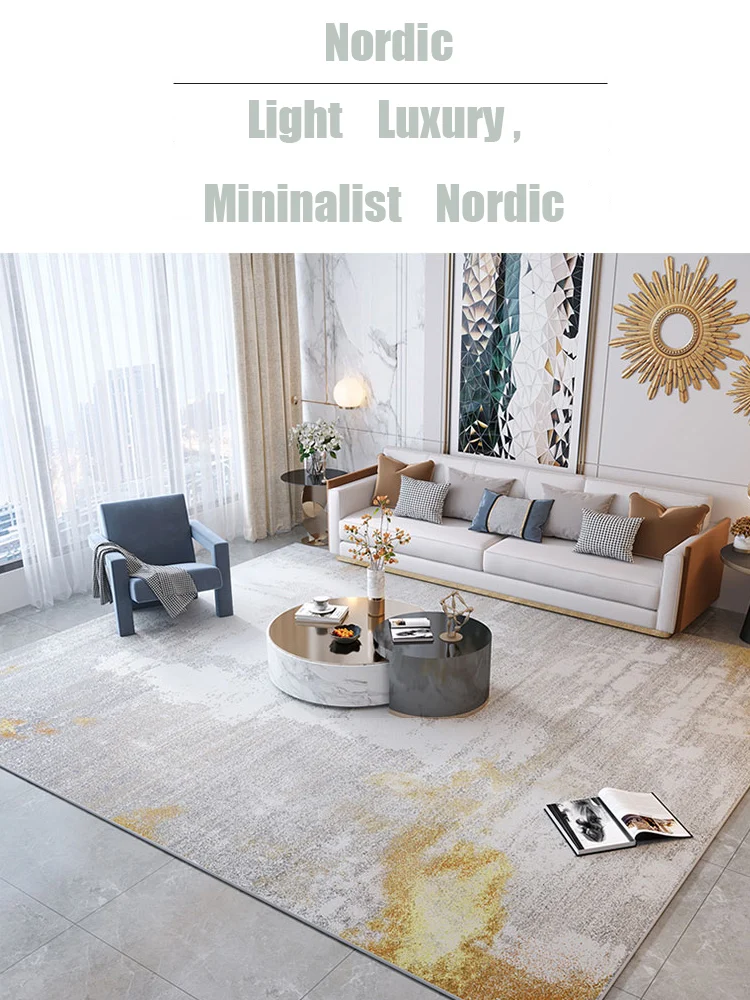 

European Light Luxury Living Room Carpet Modern Simple Bedroom Rug Turkish Style Thickening Coffee Table Floor Lamb Velvet Mat