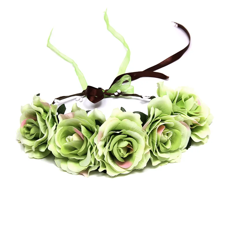 Floral Garland Wreath Rose Paper Flower Headband Crown   Hairband Headpieces Boho Decor Party Beach Wedding Festival