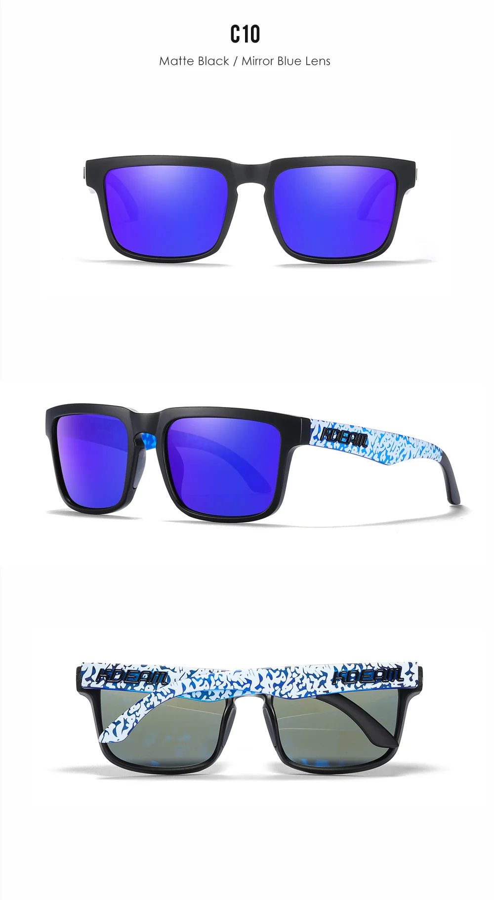 KDEAM männer Polarisierte Sonnenbrille Angeln Lebensstil Gespiegelt Farbe Blockieren Sonnenbrille Frauen Legende Platz Sonnenbrille Mit Box – Detail 38