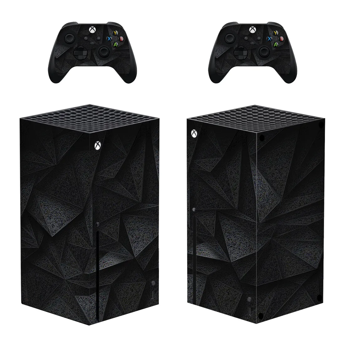 Pegatina de piel para consola y 2 controladores, estilo de restos negros, Xbox Series X, calcomanía de vinilo, pieles protectoras, estilo 1