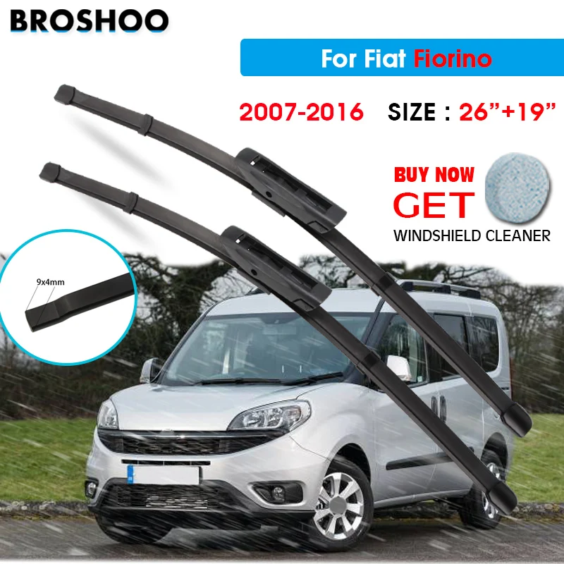 

Car Wiper Blade For Fiat Fiorino 26"+19" 2007-2016 Auto Windscreen Windshield Wipers Blades Window Wash Fit U Hook Arms