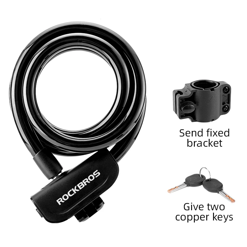 ROCKBROS Bike Lock Anti-Theft Steel Chain Lock Motorcycle Vehicle Ring Lock  MTB Road Cycling Cable Lock Bicycle Accessories