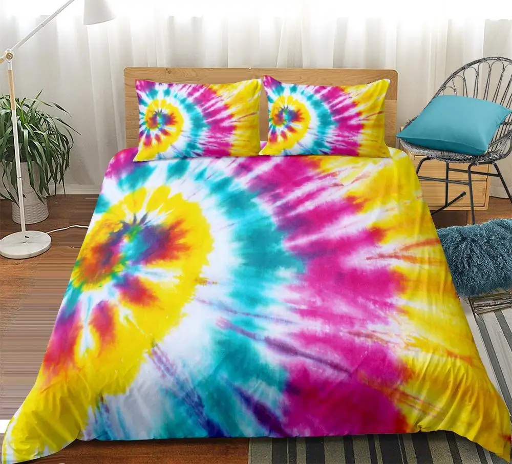 

Tie-dyed Duvet Cover Set Splashing Watercolor 3pcs Bedding Set Colorful Paintings Gift Bedclothes Art Home Textiles Dropship