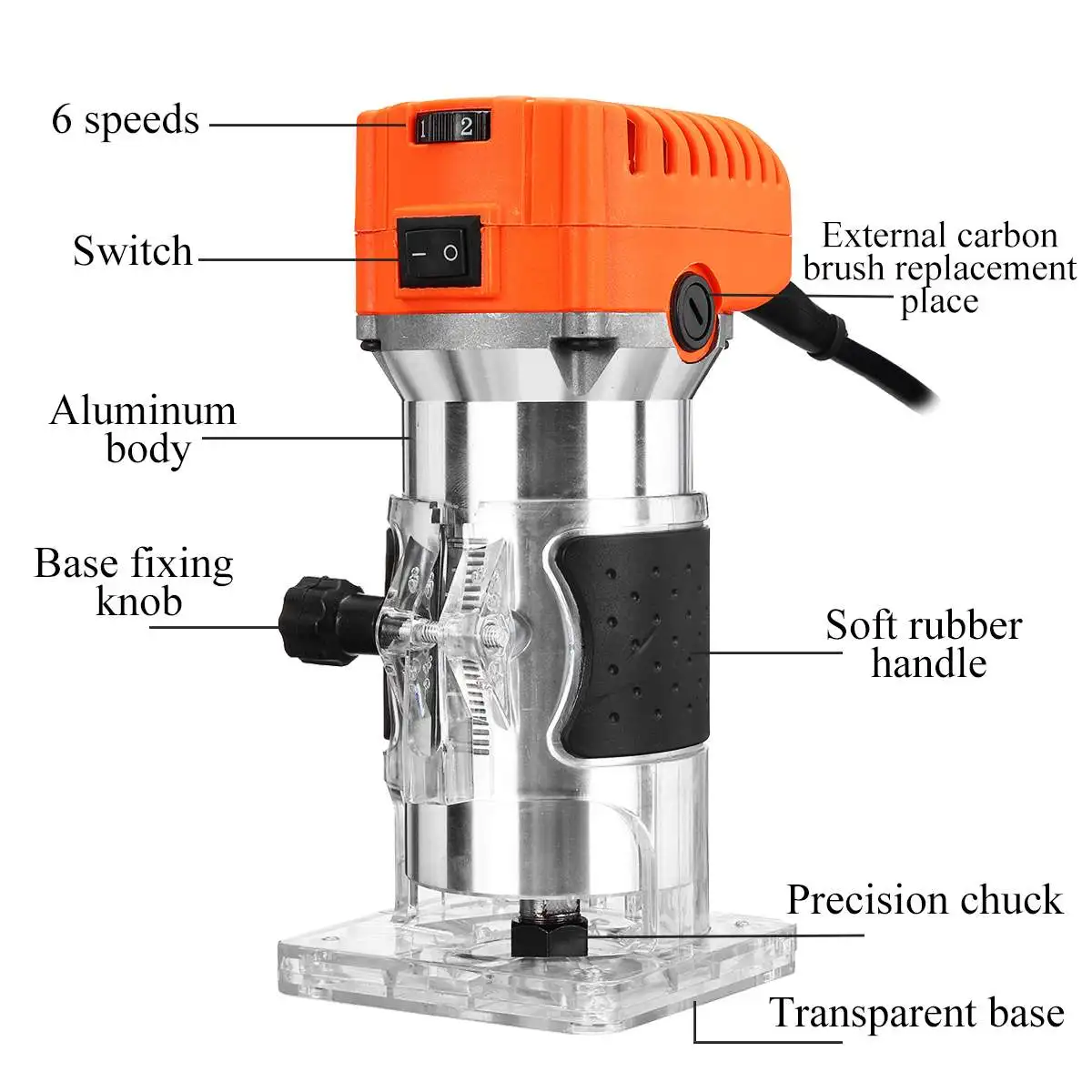 3000W 35000Rpm 6 Tốc Độ Gỗ Cầm Tay Bằng Điện Tông Đơ Cắt Gỗ Làm Khe Cắt Tỉa Máy Gỗ Router Joiner Bộ Phích Cắm Châu Âu