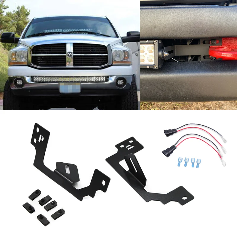 For Dodge 2002-2008 RAM 1500 2500 3500 Car Bumper Foglight Bracket Male Adapter Wire Kit Fit 3