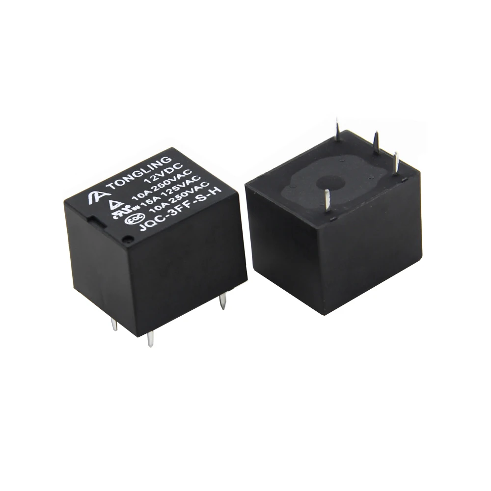 5PCS Relay 12V 4/5Pins T73 Small Normally Open Black Electromagnetic 10A JQC-3FF-S-H/Z