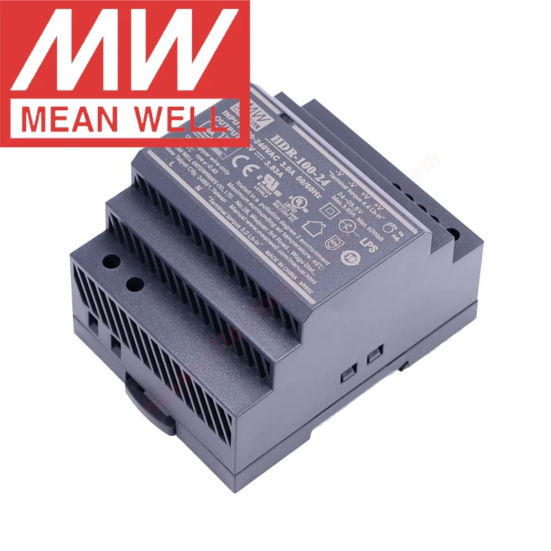 Original Mean Well HDR-100 series 12v 15v 24v 48v meanwell single output 85-100w Ultra Slim Step Shape DIN RAIL Power Supply