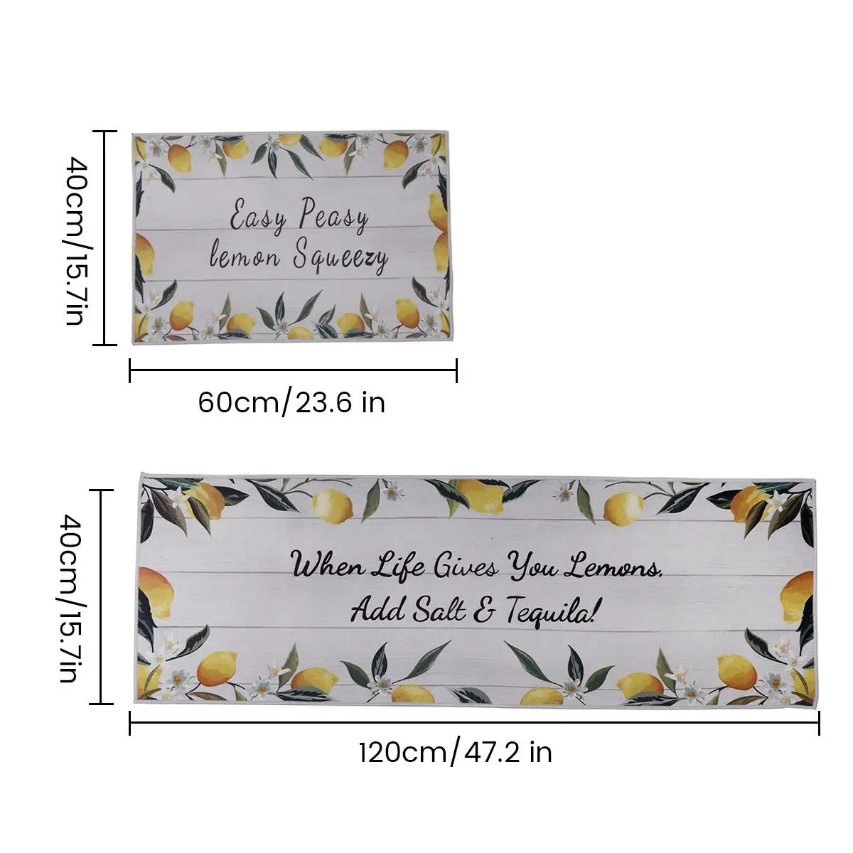 2pcs Kitchen Mat Lemon Floor Mats Non Slip Kitchen Rugs Living Room Bathroom Rug Carpet for Indoor Outdoor Rugs Door Decorative