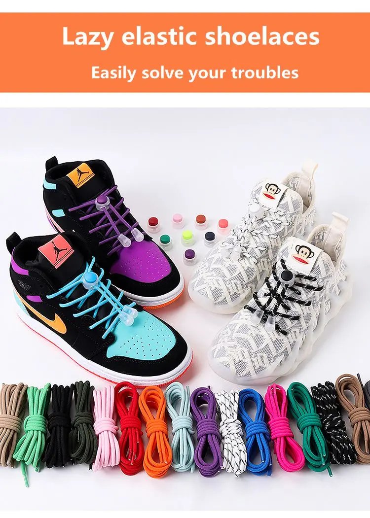 Elastische, runde Schnürsenkel mit Verschluss für Kindersneaker, Schnürsenkel ohne Binden, Schnürsenkel für Kinder und Erwachsene, Schuhbänder. – Detail 3