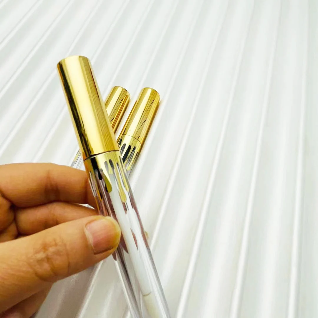 5/50/100PCS 4ml Empty Lip Gloss Tubes Gold Water Droplets DIY Mascara Tube Eyelash Bottle Cosmetic Packing containers wholesale
