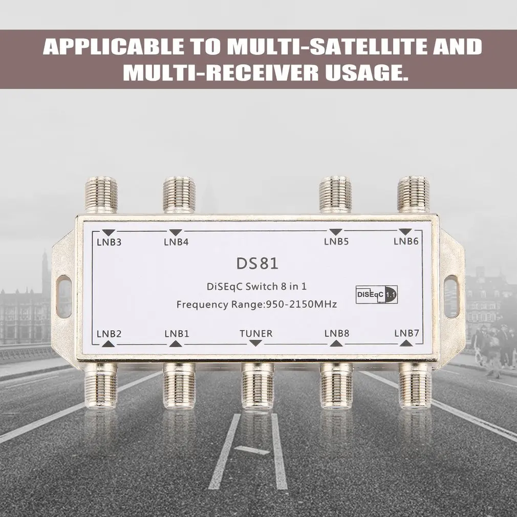 DS81 8 in 1 Satellietsignaal DiSEqC Switch LNB Ontvanger Multischakelaar Zware Zink gegoten Chrome Behandeld Drop Shipping 2020