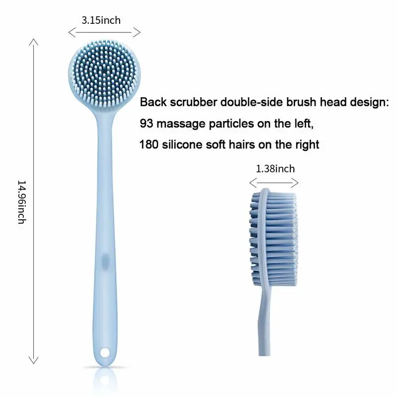 Silicone Bath Brush Back Body Bath Shower Sponge Scrubber Brushes Long Handle Exfoliating Scrub Skin Massager Bathroom Brush New