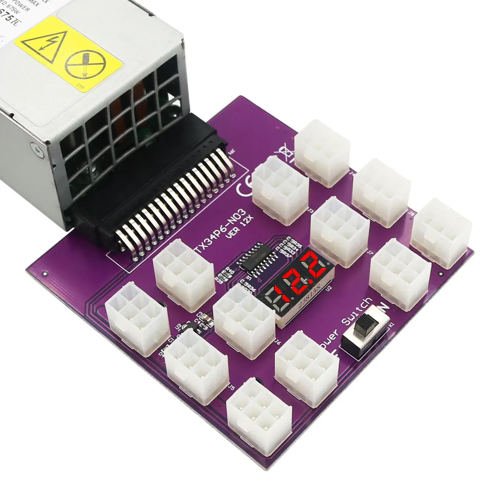 Scheda Breakout alimentatore GPU PSU con connettore di alimentazione ATX 6pin 12PCS per Server Emerson 7001484 per alimentatore Mining Riser
